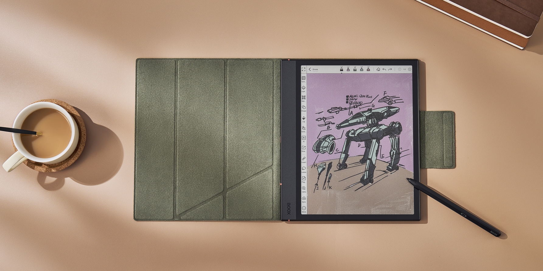 Boox Note Air4 C Magnetic Stand Cover